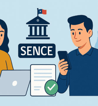 Ilustración de persona estudiando en el computador sobre cursos gratuitos del gobierno en Chile con certificado