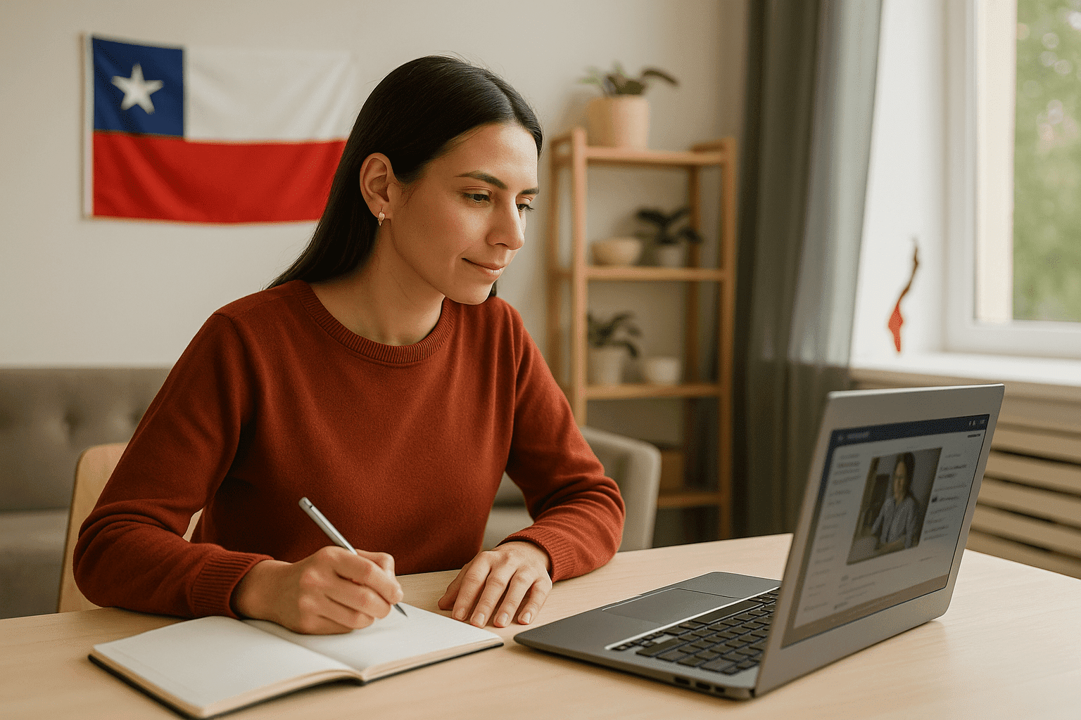 Cursos gratuitos y certificados en Chile: dónde estudiar y cómo empezar 1 Persona adulta estudiando en un notebook desde casa, representando cursos gratuitos y certificados en Chile.