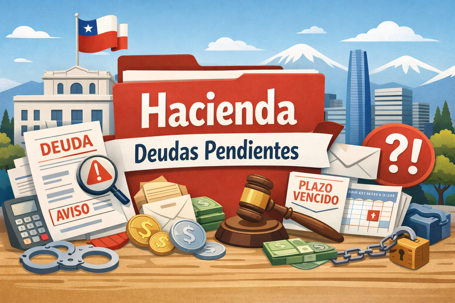 Hacienda deudas pendientes: qué significa y qué hacer si aparece 1 Ilustración sobre “Hacienda deudas pendientes” en Chile, con checklist para verificar deudas y pagar por canales oficiales