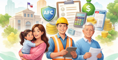 Familia, trabajador y adulto mayor revisando beneficios de cesantía en Chile con AFC, IPS y ayudas estatales