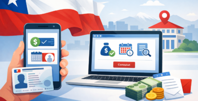 Ilustración de IPS ChileAtiende para consultar beneficios con RUT desde celular y computador en Chile