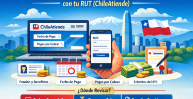 Ilustración de IPS ChileAtiende para consultar beneficios y pensiones con tu RUT en Chile