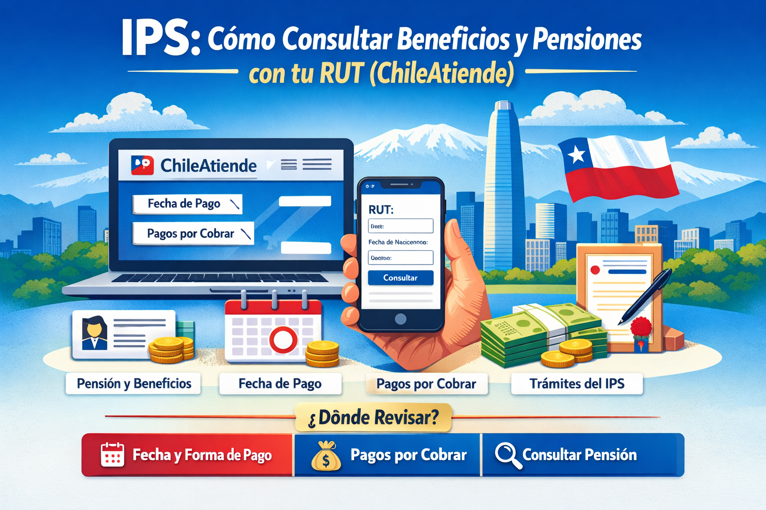 IPS: cómo consultar beneficios y pensiones con tu RUT (ChileAtiende) 1 Ilustración de IPS ChileAtiende para consultar beneficios y pensiones con tu RUT en Chile