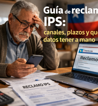 Guía de reclamos IPS: canales, plazos y qué datos tener a mano 2 Adulto mayor revisando un reclamo IPS desde su celular y computador en Chile