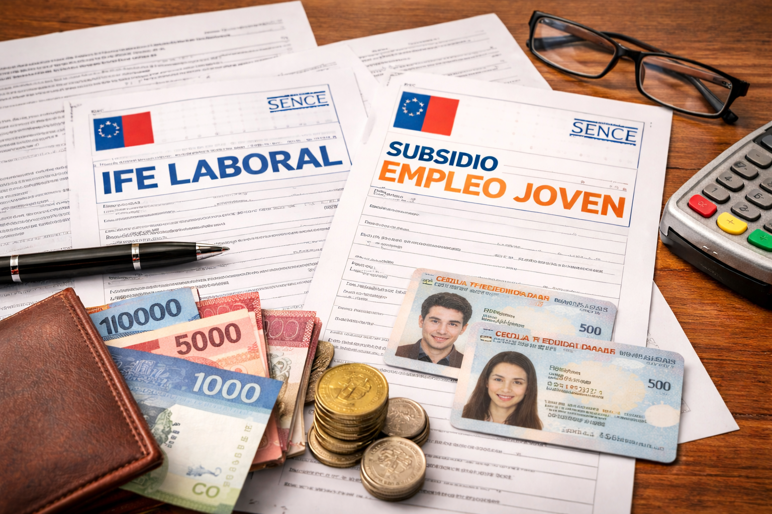 IFE Laboral y Subsidio Empleo Joven: compatibilidad y topes 1 Documentos y dinero en Chile representando beneficios laborales y compatibilidad entre IFE Laboral y Subsidio al Empleo Joven
