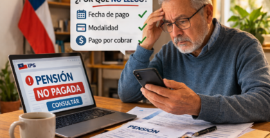 No me pagaron la pensión”: causas típicas y qué revisar primero 4 Adulto mayor revisando en su celular por qué no llegó el pago de su pensión en Chile