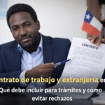 Stevenson Jacques mostrando un contrato en oficina, como imagen de portada sobre contrato de trabajo y extranjería en Chile.
