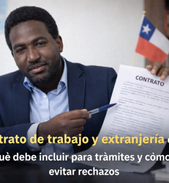 Stevenson Jacques mostrando un contrato en oficina, como imagen de portada sobre contrato de trabajo y extranjería en Chile.