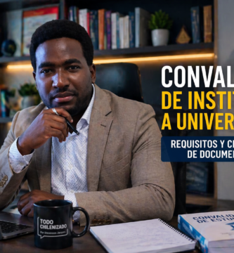 Stevenson Jacques en oficina moderna, portada sobre convalidar de instituto a universidad en Chile