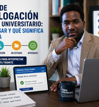 Stevenson Jacques en oficina moderna, portada sobre estado de homologación de título universitario en Chile