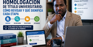 Estado de homologación de título universitario: cómo revisar y qué significa cada etapa 12 Stevenson Jacques en oficina moderna, portada sobre estado de homologación de título universitario en Chile